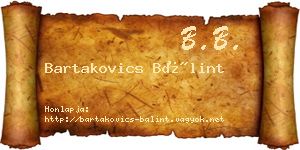 Bartakovics Bálint névjegykártya